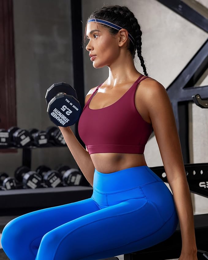 RUNNING GIRL Sports Bras for Women,Padded Sports Bra Tank Top Sexy Crisscross Back High Impact Longline Workout Yoga Bra