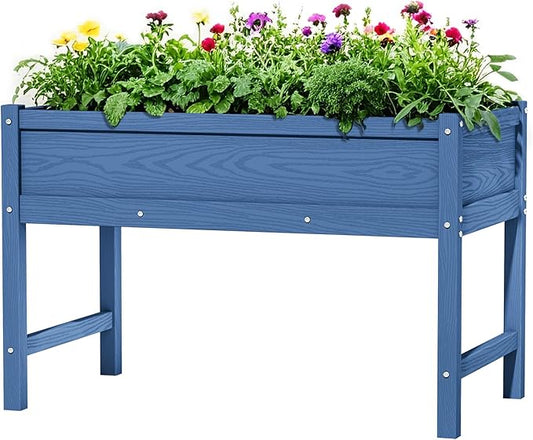 HDPE Raised Garden Planting Bed with Legs,Garden Boxes Outdoor Raised with Drainage Hole Rot-Resistant,Raised Beds for Gardening for Backyard, Patio, Balcony 300 lb Capacity (Navy)