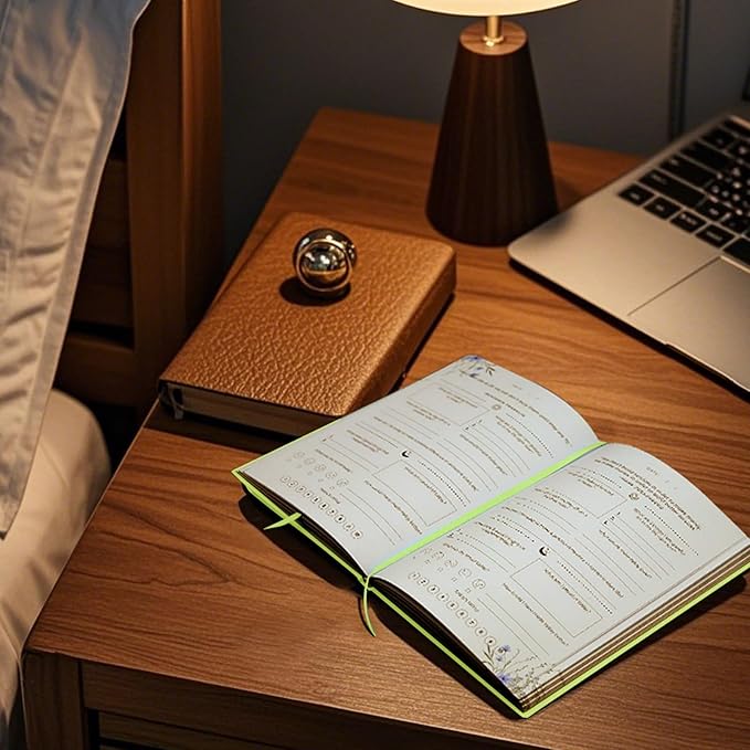 Gratitude Journal, Daily Reflection Journal for More Happiness, Mindfulness & Affirmation, Self Care Journals for Women & Men, 6 Inspirational Stickers and Ballpoint Pen, Green