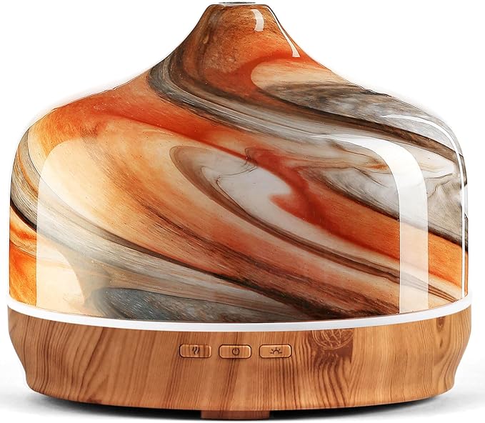 Porseme 500ml Glass Essential Oil Diffuser Aromatherapy Ultrasonic Cool Mist Humidifier 15-21 Running Hours Waterless Auto-Off Air Diffusers for Sleeping,Yoga,Office Working,Spa and Rest (Deep Desert)