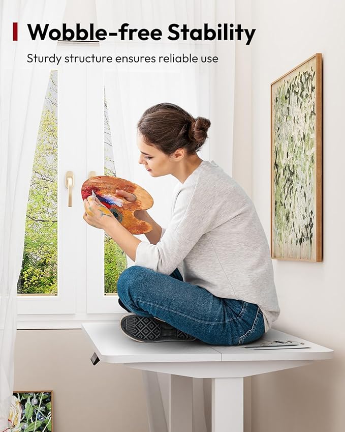 SANODESK Standing Desk Height Adjustable Electric Stand up Desk 48x24 Inches Sit Stand Home Office with Splice Board, White Frame/White Top