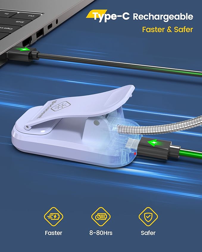 Glocusent Willow Book Light for Reading in Bed, 10LED Bright Reading Light, 3 Colors & 3 Brightness, Rechargeable ,Lasts for 80hr, Lightweight Clip on Book Light, Perfect for Book Lovers