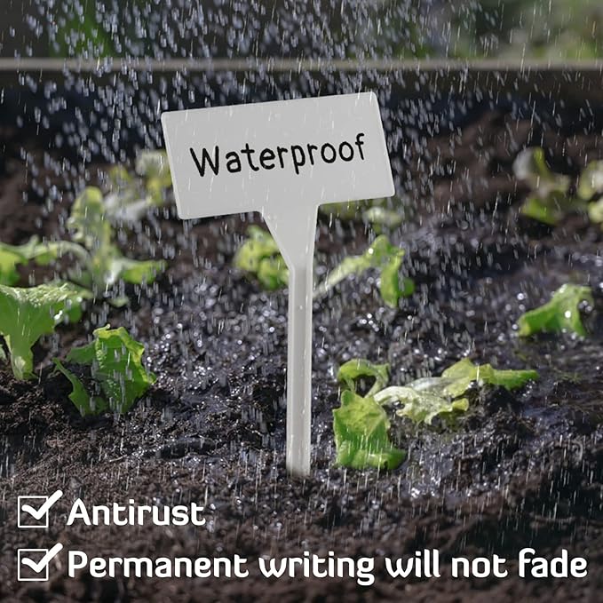 50 Pack Outdoor Plant Label, Large Waterproof Plastic Plant T-Type Tags, Durable Nursery Garden Markers, Perfect for Herbs, Flowers, Vegetable (Height 11.8'')