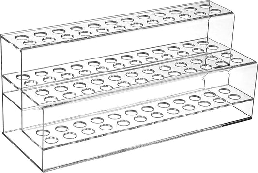 Cabilock 2 Tier Acrylic Pen Display Stand, 48-Slots Colored Pencil Organizer, Clear Display Stand Holder for Eyebrow Makeup Brush, Rack Organizer for Home Office Desk School Supplies