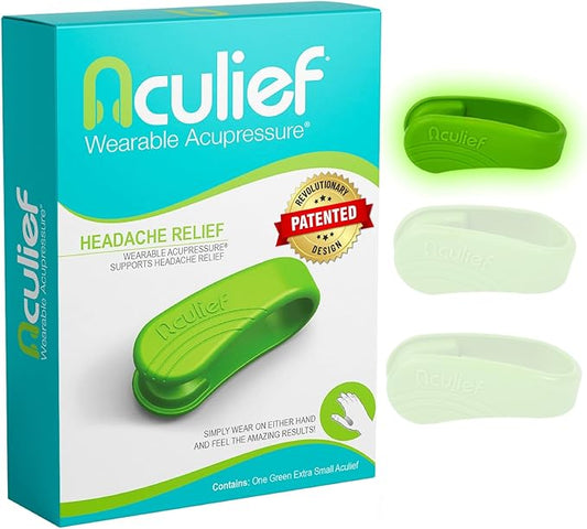 Aculief Wearable Acupressure Support Clip - Stress Management Clip - X-Small, Green