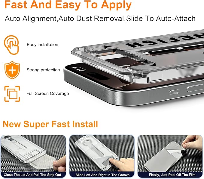 OneFish Privacy Screen Protector for iPhone 16 Pro Max, Full Edge Coverage 6.9" 16 Pro Max,Scratch Resistant, Bubble Free, Easy Installation, Auto Dust-Elimination, 2 Pack