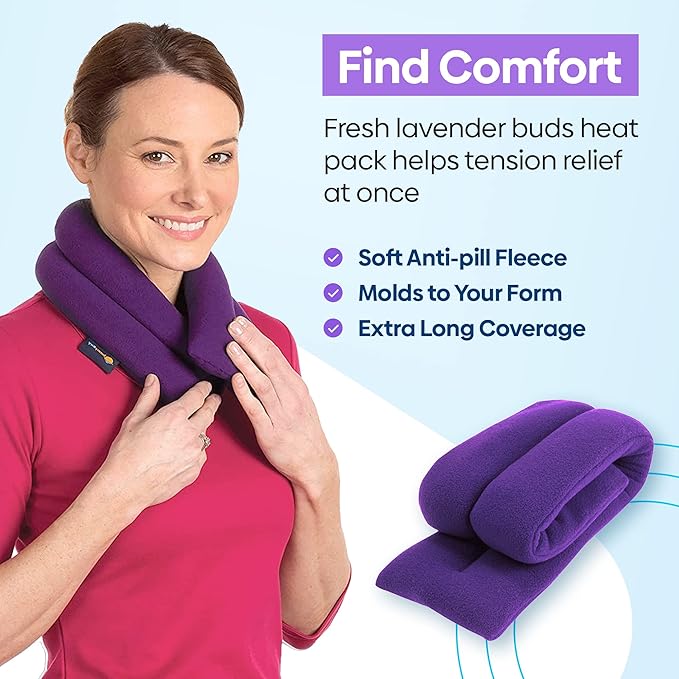 SunnyBay Microwave Heating Pad, Microwavable Heated Neck and Shoulder Wrap with Lavender, Soothing Pillow Hot & Cold Bean Bag, Aroma Warmer for Pain Relief, 26x5 Inches, 2.5 lbs, Purple