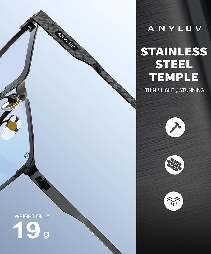 ANYLUV Blue Light Glasses for Men/Women, Lightweight Blue Light Blocking Glasses, Anti-Eye Strain Computer Glasses for Gaming