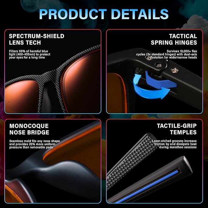 99% Blue Light Blocking Glasses Men Women Lightweight Frame Computer TV Gaming Eyeglasses Reduce Eyestrain