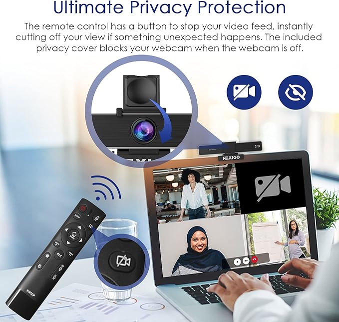 Zoom Certified, NexiGo N950P (Gen 2) 4K Zoomable Webcam, RF Remote, Sony_Starvis Sensor, 5X Digital Zoom, Pro Web Camera with Dual Stereo Mics, for Zoom Skype Teams Twitch