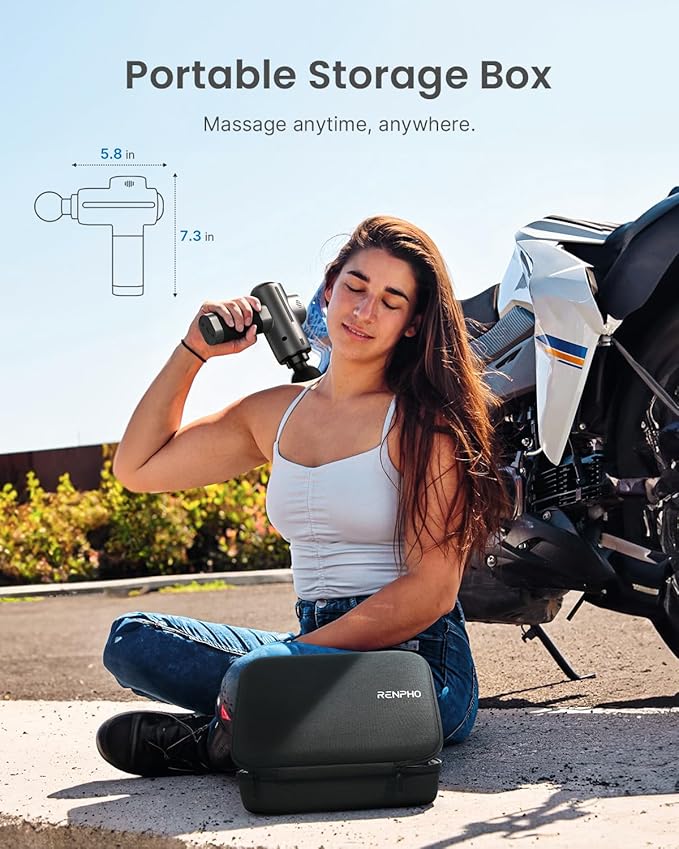 RENPHO Massage Gun Deep Tissue with Heat and Cold Head, Handheld Muscle Massager Therapy with Carry Case, Percussion Body Masajeador for Men Women Athletes Back Upgrade, Active Thermacool