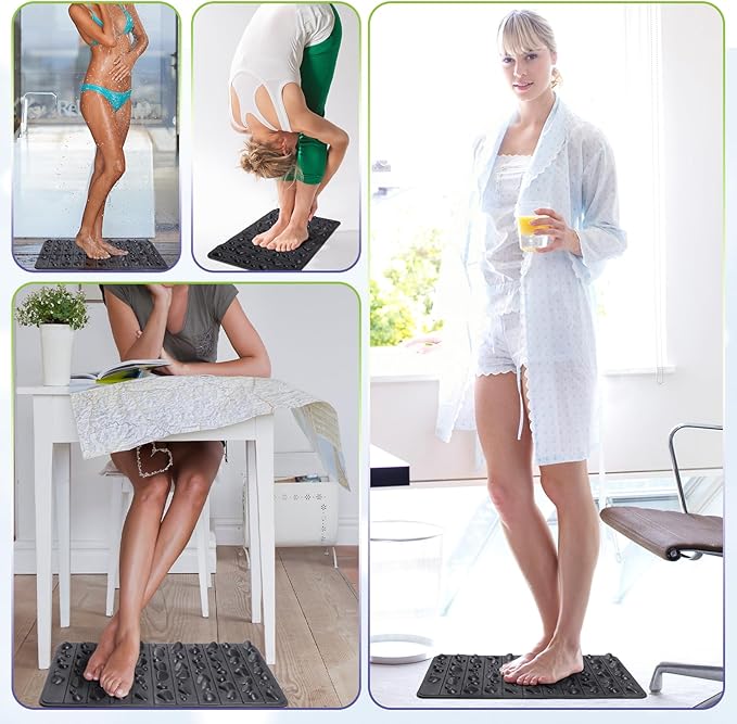 Foot Acupressure Mat, Foldable Foot Massager Mat, Feet Pressure Point Pad, Massage Pad for Relieve Leg Fatigue in Offices, Room, Outdoor(Black)