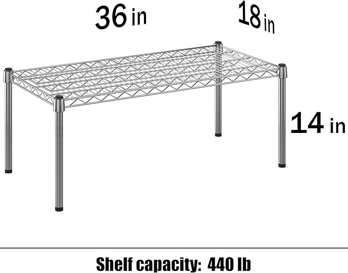 18" Deep x 36" Wide x 14" Height Wire Shelving Kit | 1-Tier | NSF Commercial Storage Rack Unit
