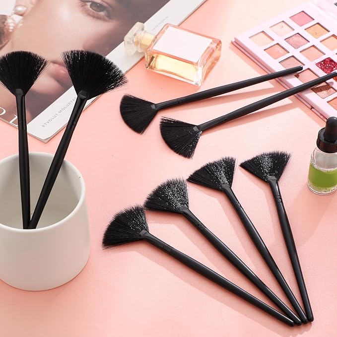 9 Pieces Facial Fan Mask Brushes, Soft Facial Applicator Brushes Tools for Peel Glycolic Makeup for Mud Cream(Full Black)