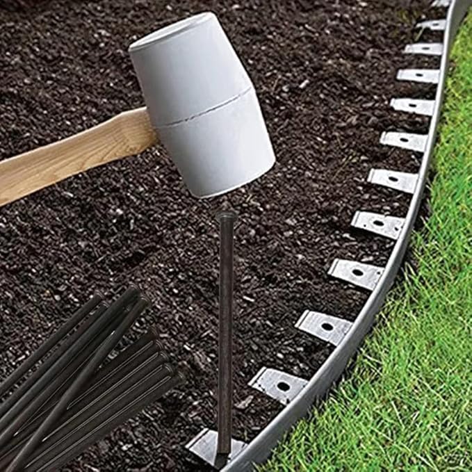 Metal Landscape Edging Anchoring Spikes, 200PCS 10 Inch Landscape Paver Edging Anchoring Spikes for Artificial Turf, Weed Barrier, Tent Spikes, Camping (200)