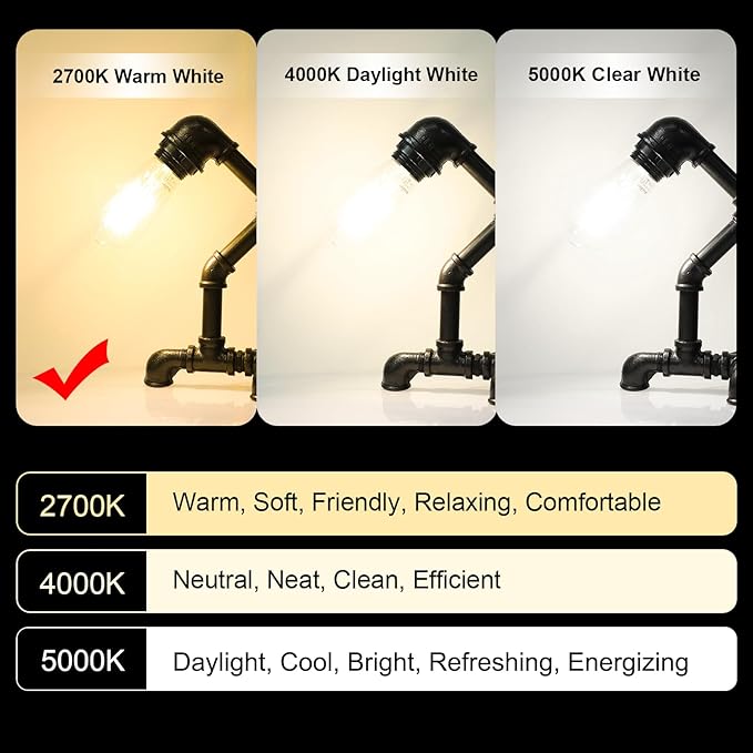 Ascher Vintage LED Edison Bulbs 6W, Equivalent 60W Incandescent, Non-Dimmable, Warm White 2700K, ST58 Antique LED Filament Bulbs with 80+ CRI, E26 Medium Base, Clear Glass, 6-Packs