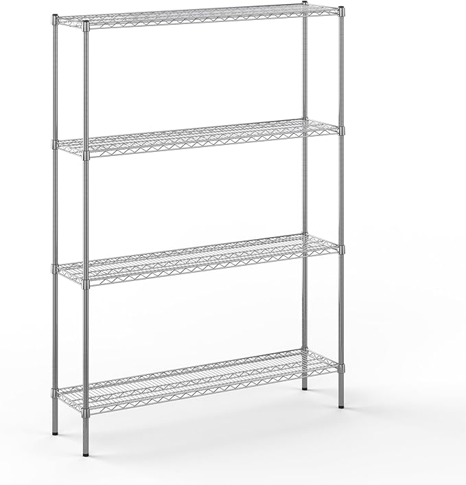 14" Deep x 54" Wide x 74" Height Wire Shelving Kit | 4-Tier | NSF Commercial Storage Rack Unit
