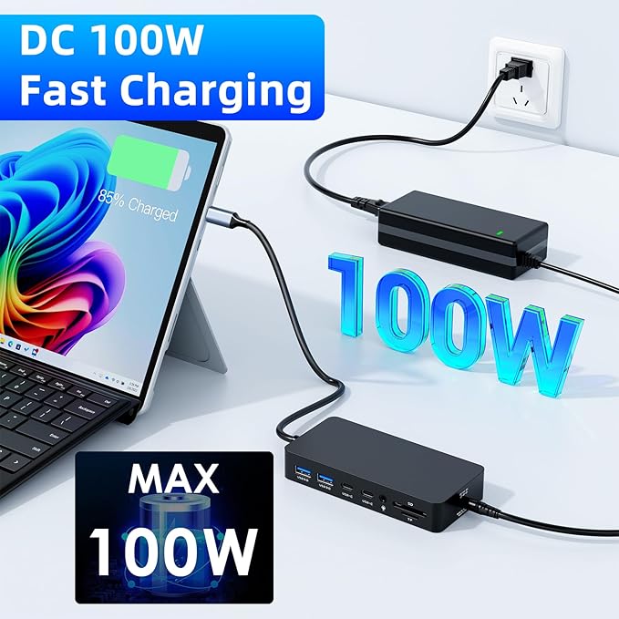 Microsoft Surface Thunderbolt 4 Dock Triple Displays Dual HDMI+VGA, 12 in 1 Surface Docking Station for Surface Pro 11/10/9/8/X/7+/7, Surface Laptop 7/6/5/4/3, Laptop Studio