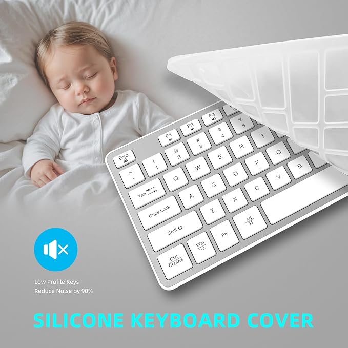 BFRIENDit Wireless Keyboard and Mouse Combo, Ultra - Quiet Chocolate Keys 2.4GHz Connection Slim Wireless Computer Keyboard for Mac, Windows 11/10/8/7/Vista, Microsoft & PC, Smart TV - Silver