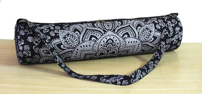ICC Black Gold Mandala Full-Zip Exercise Yoga Mat Carry Bag Gym Beach Pilates Carrier Bags Hippie Mandala Indian Cotton Bag