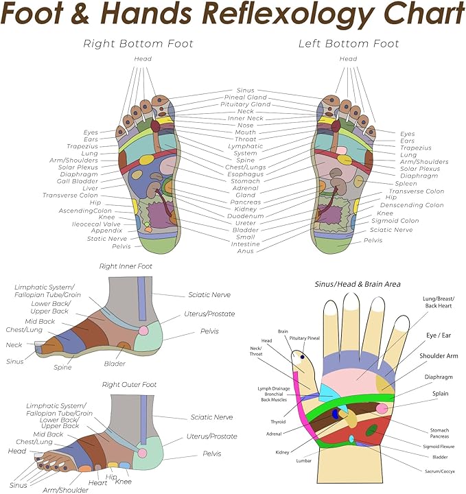 Reflexology Socks Set with Gloves Tools, 2 Pairs Chiro Acupressure Acupuncture Trigger Point Foot Hands Pain Relief Remedy Acupoint Massage Birthday Gifts for Women C