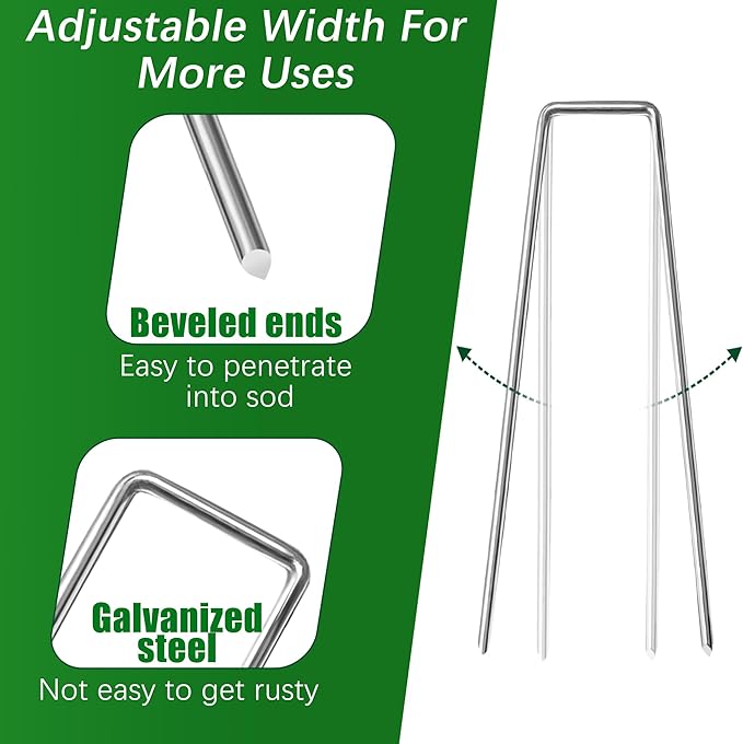 500 Pack Landscape Staples 6 Inch Garden Stakes Galvanized Garden Staples Pins Anti-Rust Ground Stakes for Weed Barrier, Irrigation Tubing, Landscaping Fabric, Yard Lawn