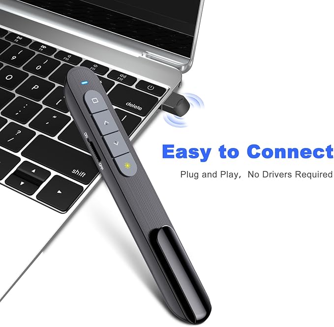 （2 Units） Wireless Presenter Remote Presentation Pointer Clicker with Hyperlink & Volume Control USB PowerPoint Slide Advancer for Mac Laptop PC Computer Keynote