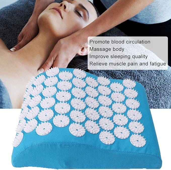 Acupressure Pillow,Sponge Massage Cushion Promote Blood Circulation Acupressure Mat for Muscle Pain & Headache(Blue)