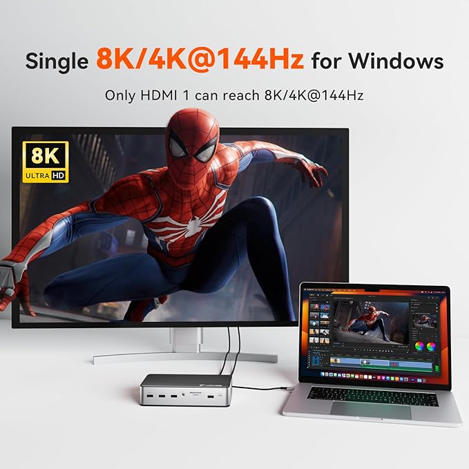 TobenONE DisplayLink Docking Station 3 Monitors with 3 HDMI(4K@60Hz), USB C Docking Station with 120W Charger, for MacBook Pro/Air, Thunderbolt 4/3, USB-C Windows(2 DP, 6 USB, Ethernet, SD/Micro SD)