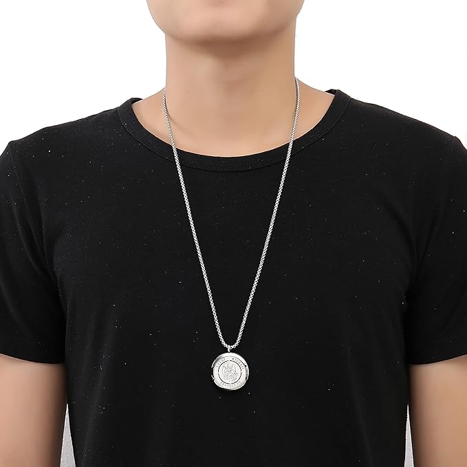 St Michael The Archangel Aromatherapy Essential Oil Diffuser Locket Stainless Steel Perfume Necklace-Perfume, Fragrance, Scent Diffusers for Women and Girls