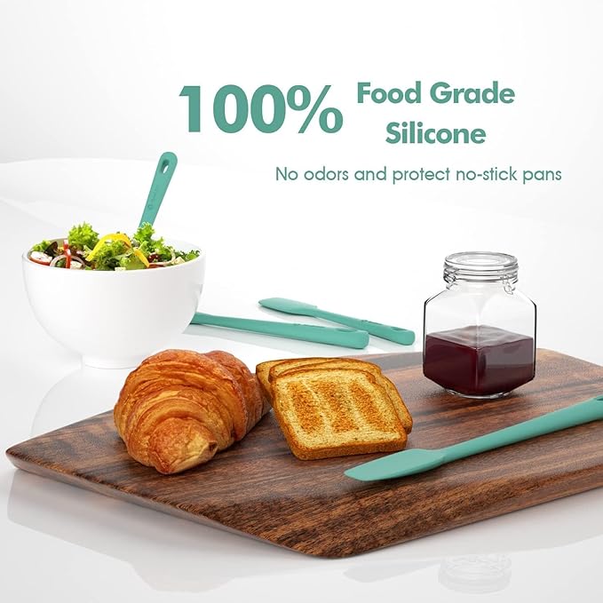 4 Pieces Silicone Spatula Set, Food Grade Rubber Spatula, Upgrade Strong Handle with Ergonomic Grip, Heat Resistant for Nonstick Cookware, Cooking