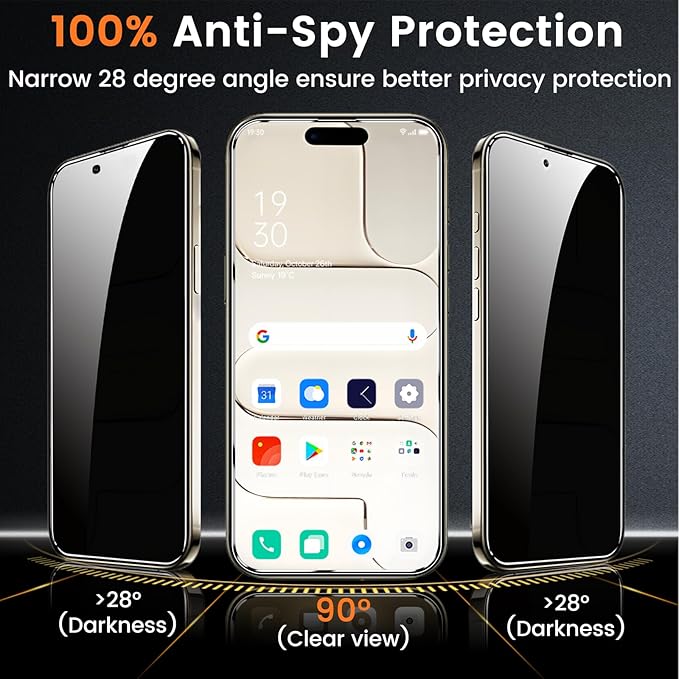 4 Pack Privacy Screen Protector for iPhone 17 Air 6.5-Inch with 4 Pack Camera Lens Protector, Anti Spy Tempered Glass Film 9H Hardness Bubble Free Case Friendly