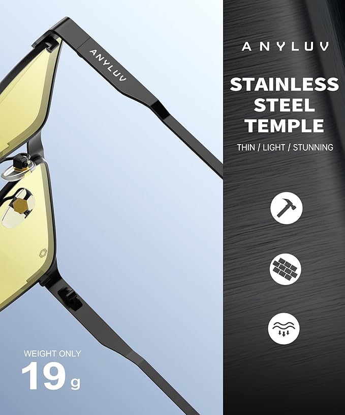 ANYLUV Blue Light Glasses for Men/Women, Lightweight Blue Light Blocking Glasses, Anti-Eye Strain Computer Glasses for Gaming