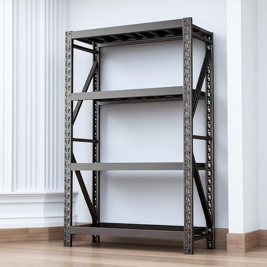 Heavy Duty Warehouse Shelving 4-Tier Industrial Steel Storage Shelves, 2600LB Capacity Per Shelf, Adjustable Shelves for Garage/Factory/Commercial Use (Black, W31.5*D19.7*H79)