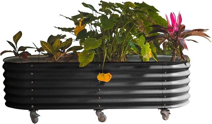 Vego garden 2 x 6 ft Self Watering Rolling Garden Bed-Modern Gray