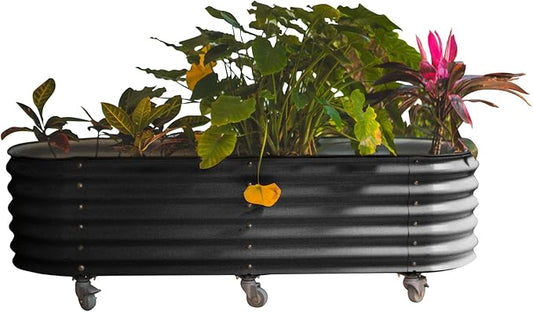 Vego garden 2 x 6 ft Self Watering Rolling Garden Bed-Modern Gray