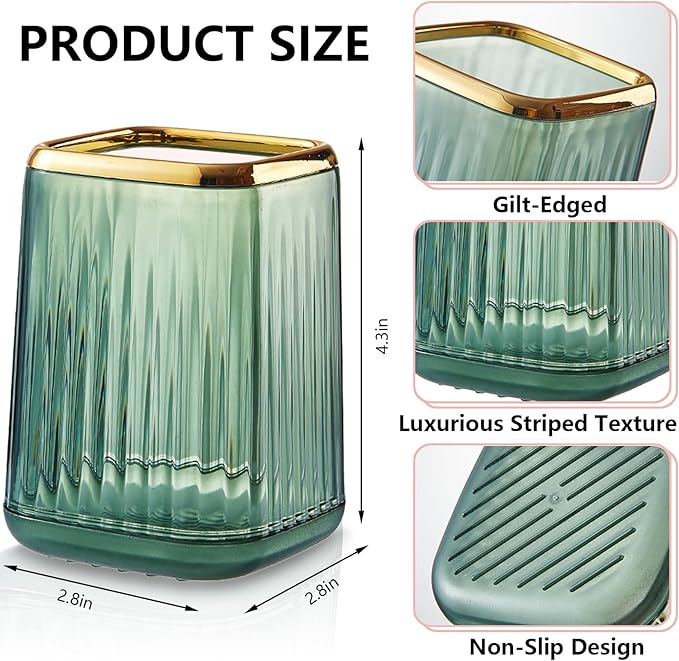 Pen Holder for Desk, Makeup Brushes Cup, Desk Organizer Desktop Supplies and Accessories for Women, Pen Cup Pencil Caddy for Office Home Art Supply (dark green)