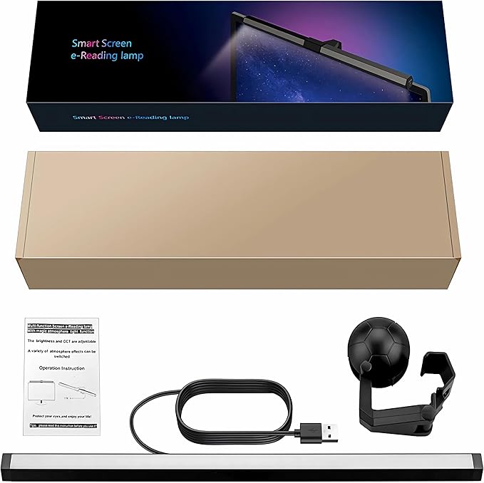 CATPOWER Computer Monitor Light Bar with RGB Backlight, Screen Monitor Lamp for Eye Caring, e-Reading LED Task Lamp with Stepless Adjustment, Touch Control, No Screen Glare Space Saving