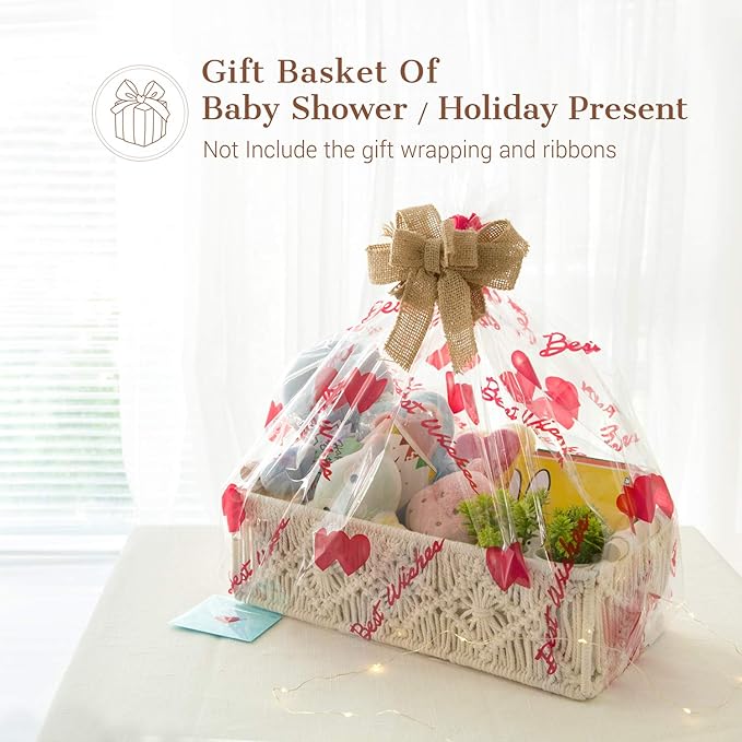 Mkono Macrame Storage Baskets Boho Decor Box Handmade Woven Decorative Countertop Toilet Tank Shelf Cabinet Organizer for Bedroom Livingroom Home, Set of 2, Ivory