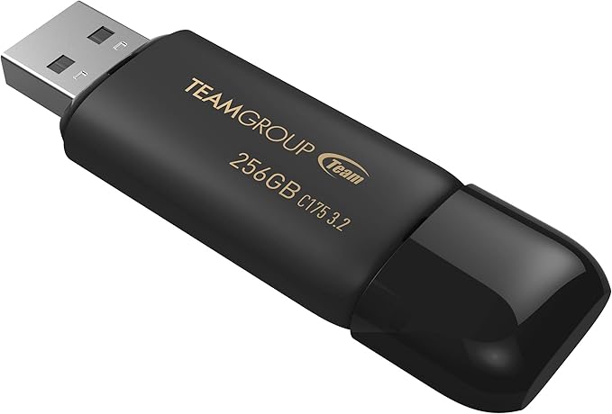 TEAMGROUP C175 256GB 2 Pack USB 3.2 Gen 1 (USB 3.1/3.0) Read 100MB/s Flash Thumb Drive, External Data Storage Memory Stick Compatible with Computer/Laptop Matte Black TC1753256GB22