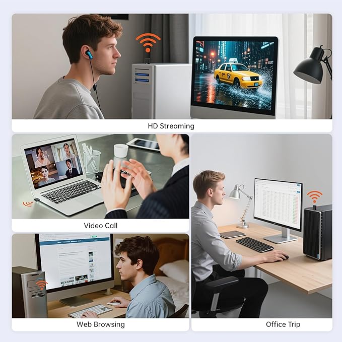 USB WiFi Adapter for Desktop PC, 5G 2.4G Dual Band WiFi Dongle 802.11AC 650Mbps Wireless Network Adapter for Laptop, Compatible with Windows 11/10/8.1/8/7/XP