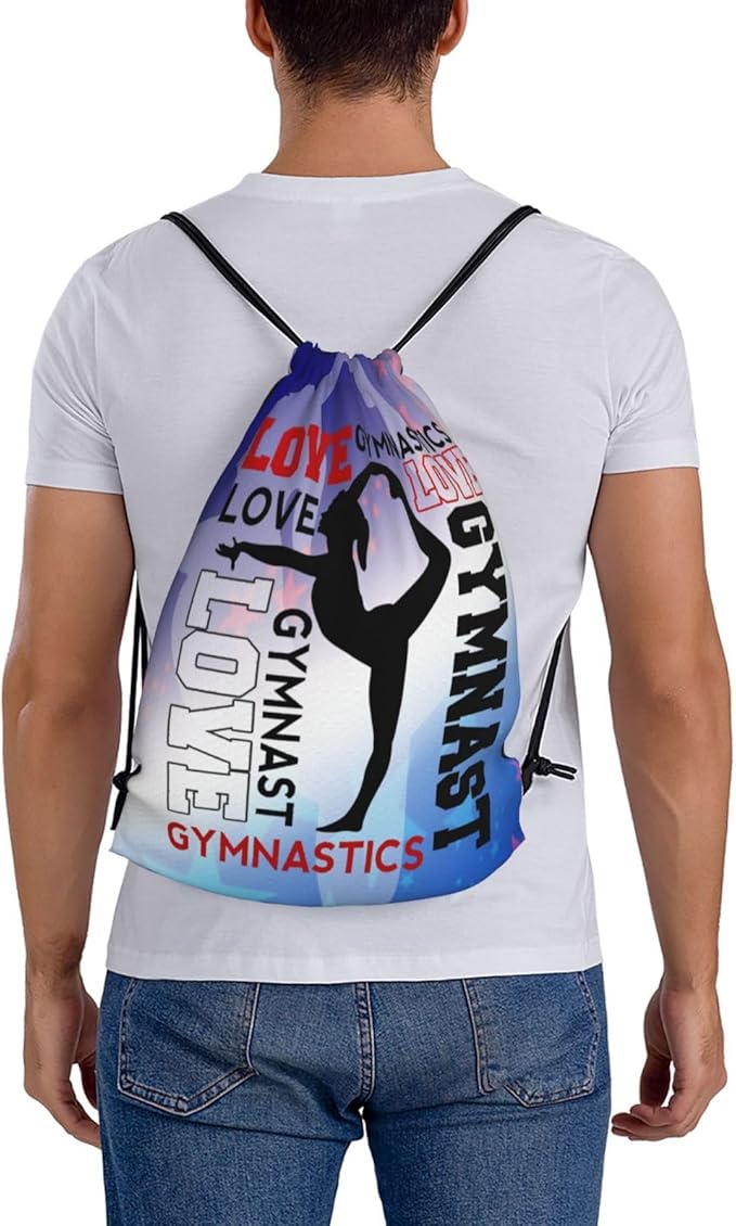 Gymnastics Drawstring Backpack Light Gym String Bag Pink Water Resistant Sackpack Sport Yoga Daypack For Womens Mens