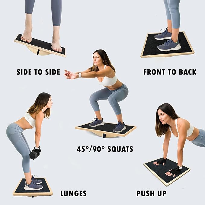 Balance Board Professional Wobble Board for Adults Anti-Slip for Physical Therapy Standing Desk Core Strength Wooden Rocker Board(350LBS)