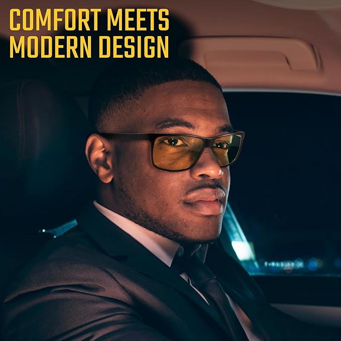 Carbon Blue Light Blocking Glasses Men for Computer, Gaming, Metal Frame Green Light Protection Night Driving Glasses for Man