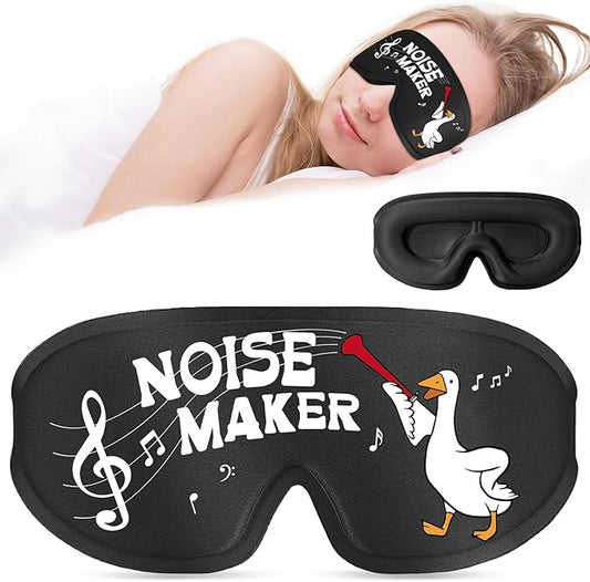 Funny 3D Zero Pressure Sleep Eye Mask for Men Women Side Sleeper, Adjustable Blackout Soft Breathable Eye Masks for Travel Nap Night Sleep, Humorous Gift Stocking Stuffers (Noise Maker)