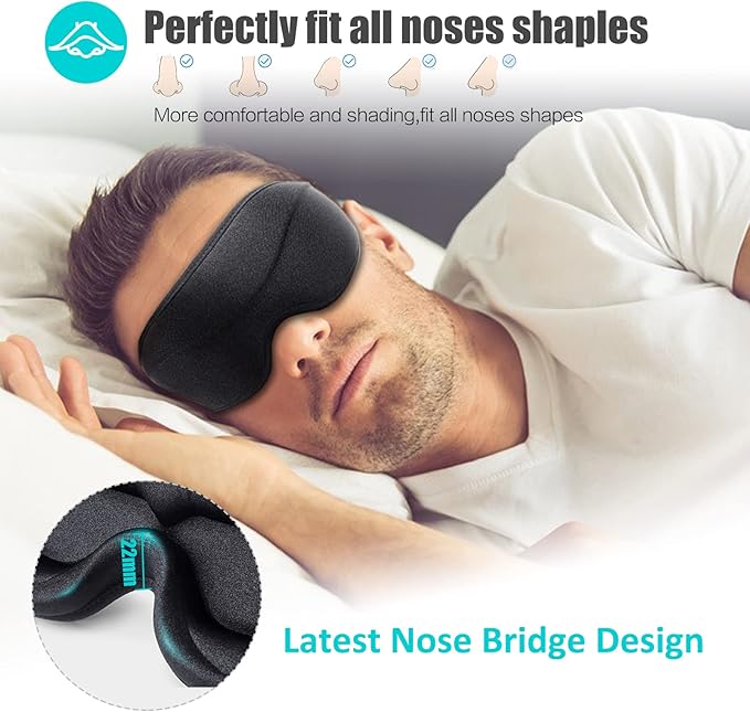 Eye Mask for Sleeping Blackout - AUPHIL 3D Contoured Eye Cover Blindfold Sleeping Mask, Zero Pressure Eye Cup Sleep Mask for Women Men Side Sleeper 100% Light Blocking, Eye Mask for Travel Flight Nap