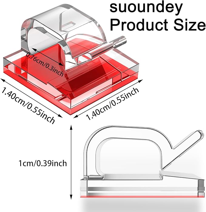 100 Pcs Cable Clips, Adhesive Cable Organizer Cord Holder Wire Clip Wire Management Self Adhesive Hooks Wire Holder for Office, Home(Transparent, 100PCS)