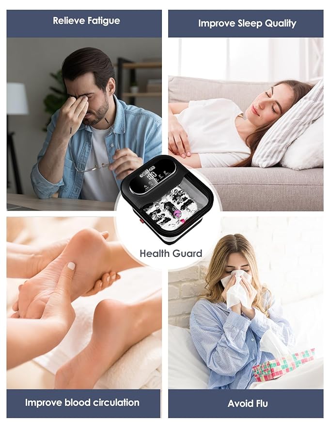 Collapsible Foot Spa with Heat, Bubble and Temp Control, Foot Bath Massager with XL Touch Screen and Massage Rollers, Foot Soaking Tub, Pedicure Foot spa for Stress Relief (Black)