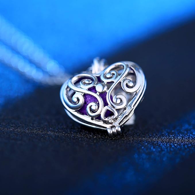 Blulu 4 Pcs Aromatherapy Essential Oil Diffuser Necklace for Women Christmas Locket Pendant Stainless Steel Necklace with 24 Pcs Refill Lava Stone Balls for Men Women Jewelry Accessory Birthday Gift