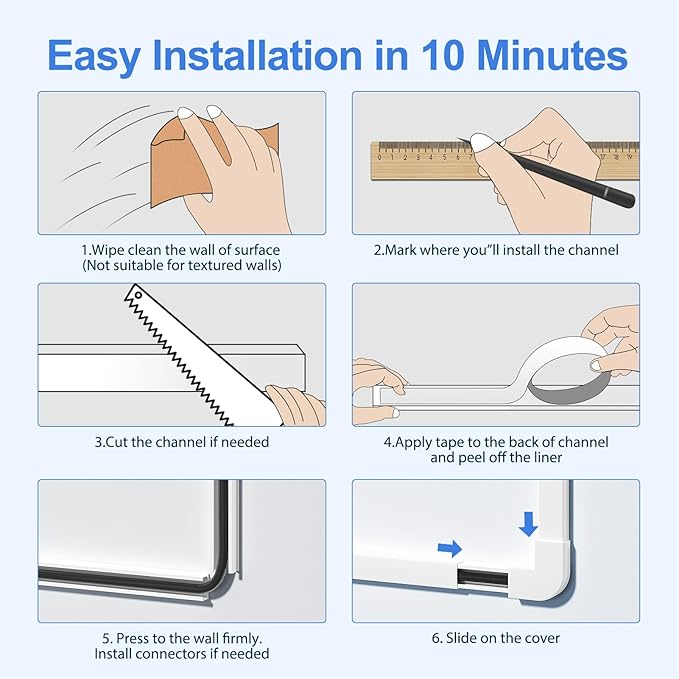 Yecaye Cord Hider, One-Cord Cable Concealer, Cord Covers for Wires on Wall, Easy Install Cable Management Kit for 2 Small Wires, Cables Raceway Home Office, W0.59in H0.4in, White